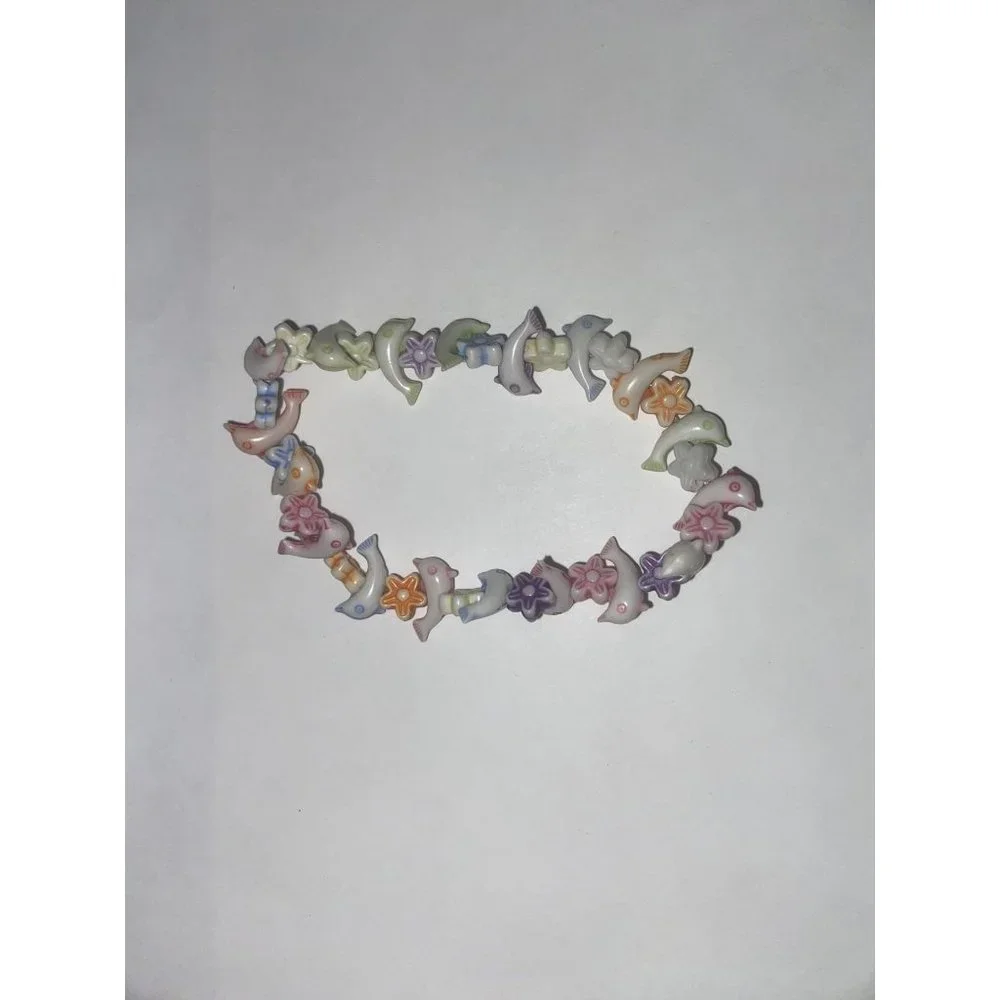 Multicolored Girls Stretch Dolphin Bracelet